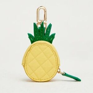 Tropical Pineapple Coin Purse Bag Charm Vegan Leather Mini Pouch Accessory